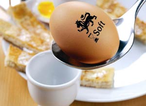 Egg with boil indicator ink